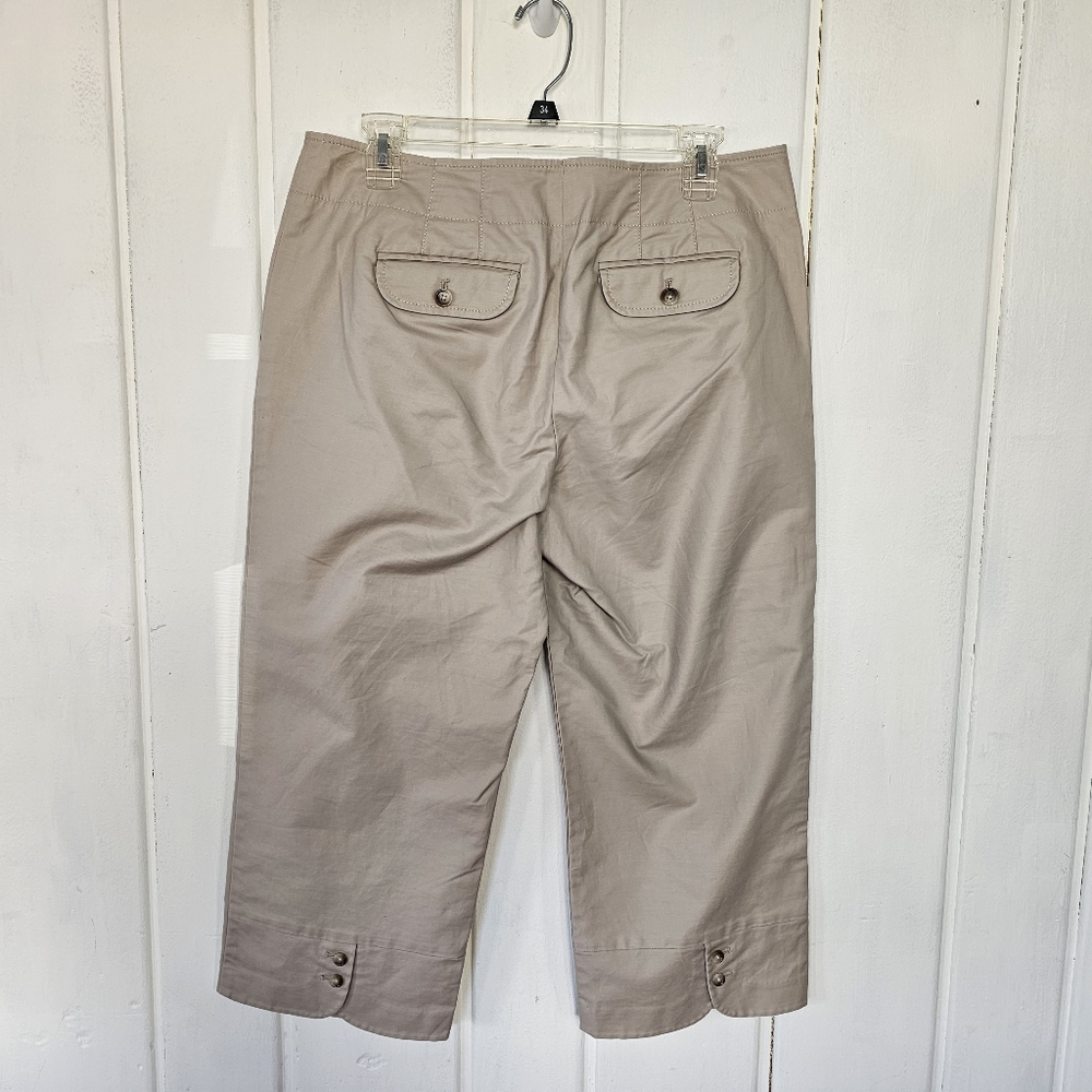 Ann Taylor Margot Khaki Wide Leg Capri Pants sz 10 - Picture 8 of 9